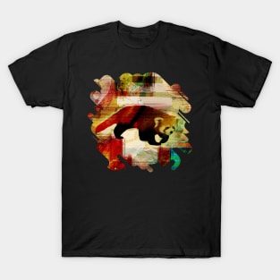 Red Panda Abstract mixed media art collage T-Shirt